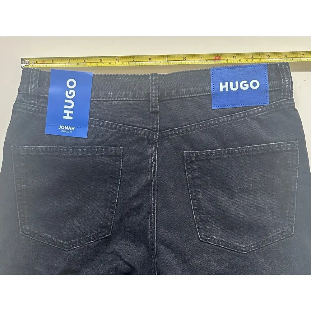HUGO Boss Jonah Straight Button Fly Jeans Men's 32 x 32 Black Denim NWT